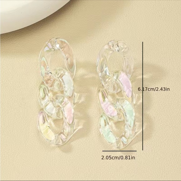 Acrylic Translucent Chain Link Style Drop Earrings - Picture 2 of 4